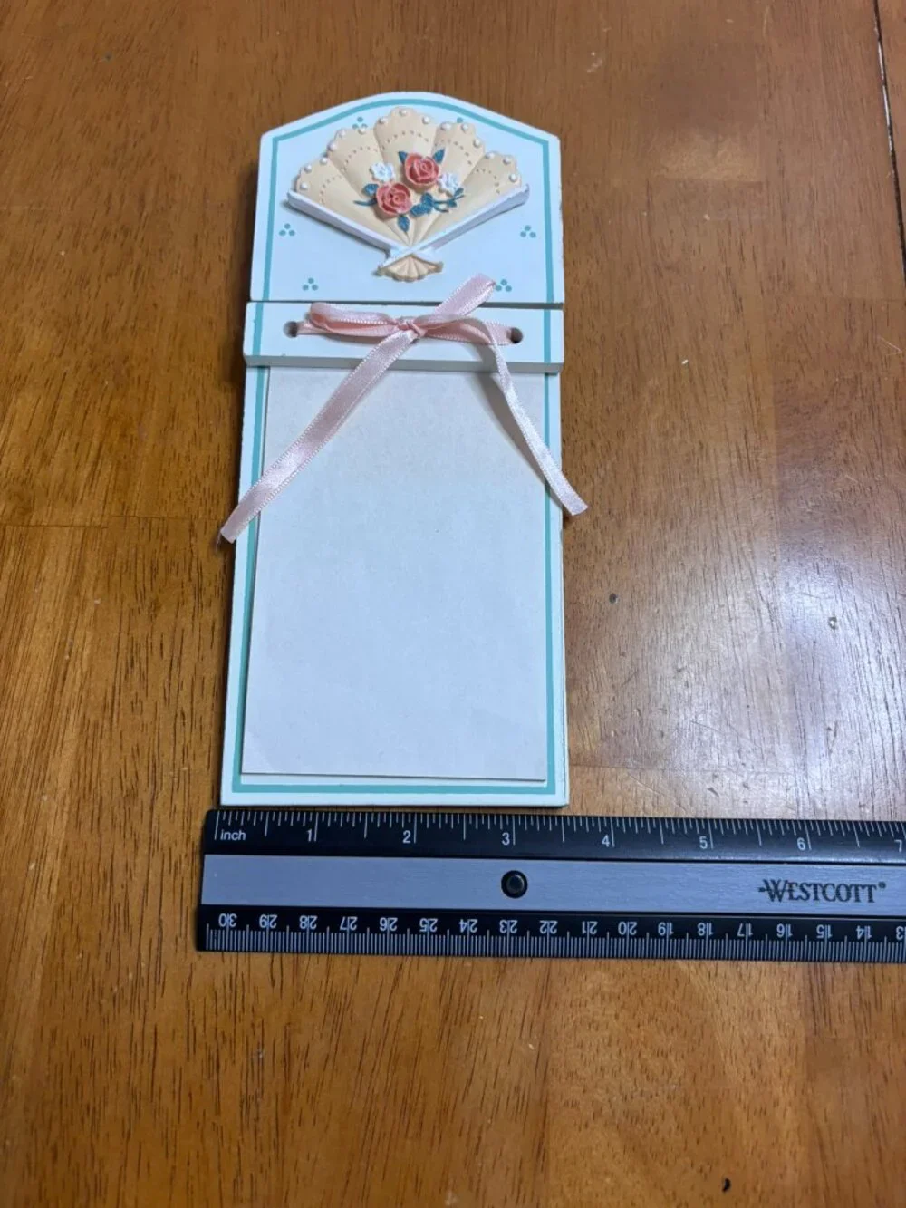 VTG 80s Country Cottage Wall Shelf Mirror & Notepad Green & Peach 3Pc Gallery
